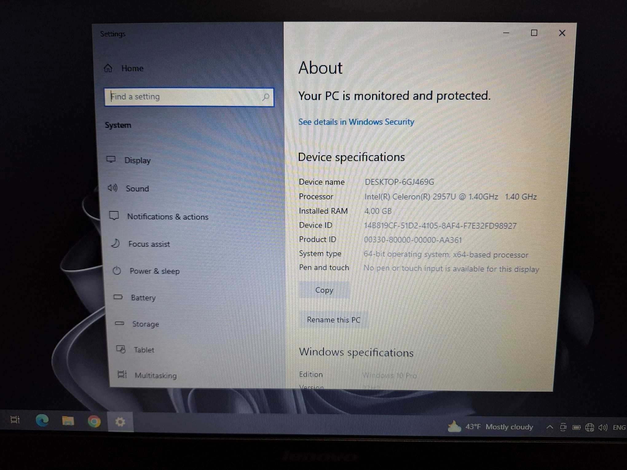 Laptop Lenovo 15.6'' HD, Intel® Celeron® 2957U 1.4GHz , 4GB ram, 500GB