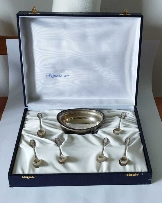 Set din argint icre, caviar