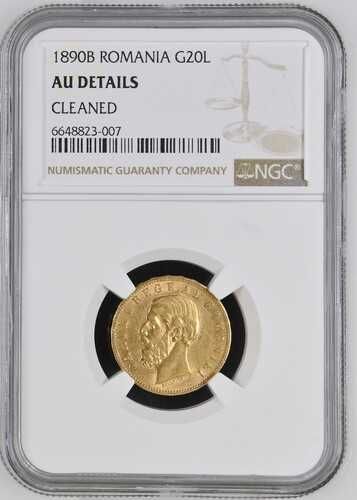 Moneda AUR 20 lei 1883 si 20 lei 1890 Carol I, certificata de NGC