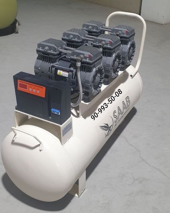 Бесшумный воздушный компрессор 50 литр 2 головка 280 литр/хаво SAAB