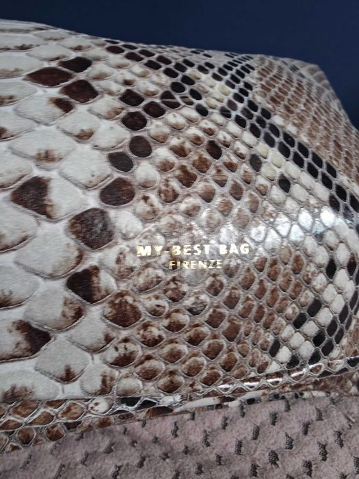 Geantă Piele Naturală MY BEST BAG FIRENZE -Snake Print (Made in Italy)