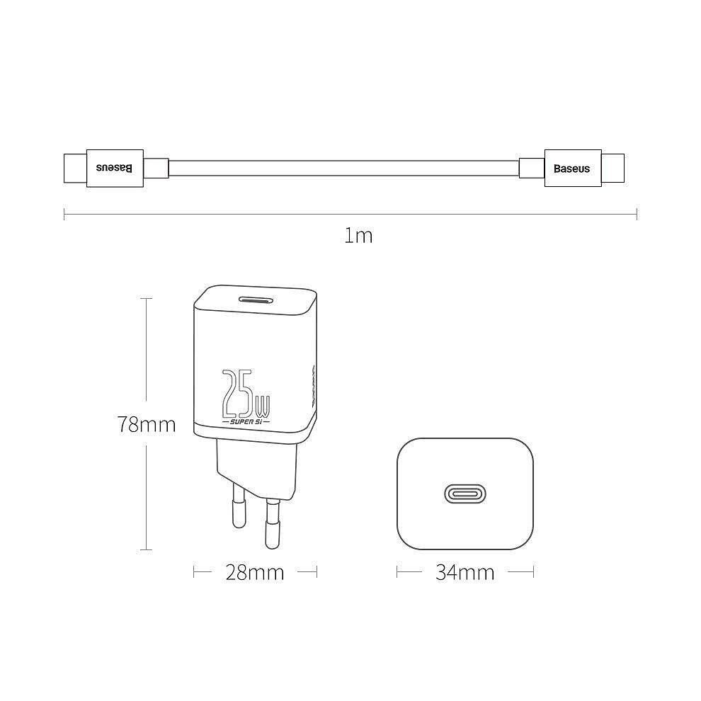 Baseus Super Si USB-C PD Wall Charger 25W Type-C - захранване