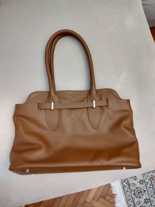 Geanta piele, maro, noua