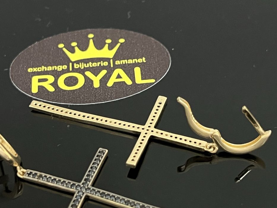 Bijuteria Royal CB : Cercei cruce aur 14k 6,32 grame