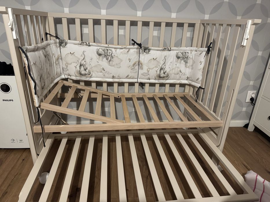 Patut Bebelus Cosleeping ,lemn fag,cu suport antireflux si saltea