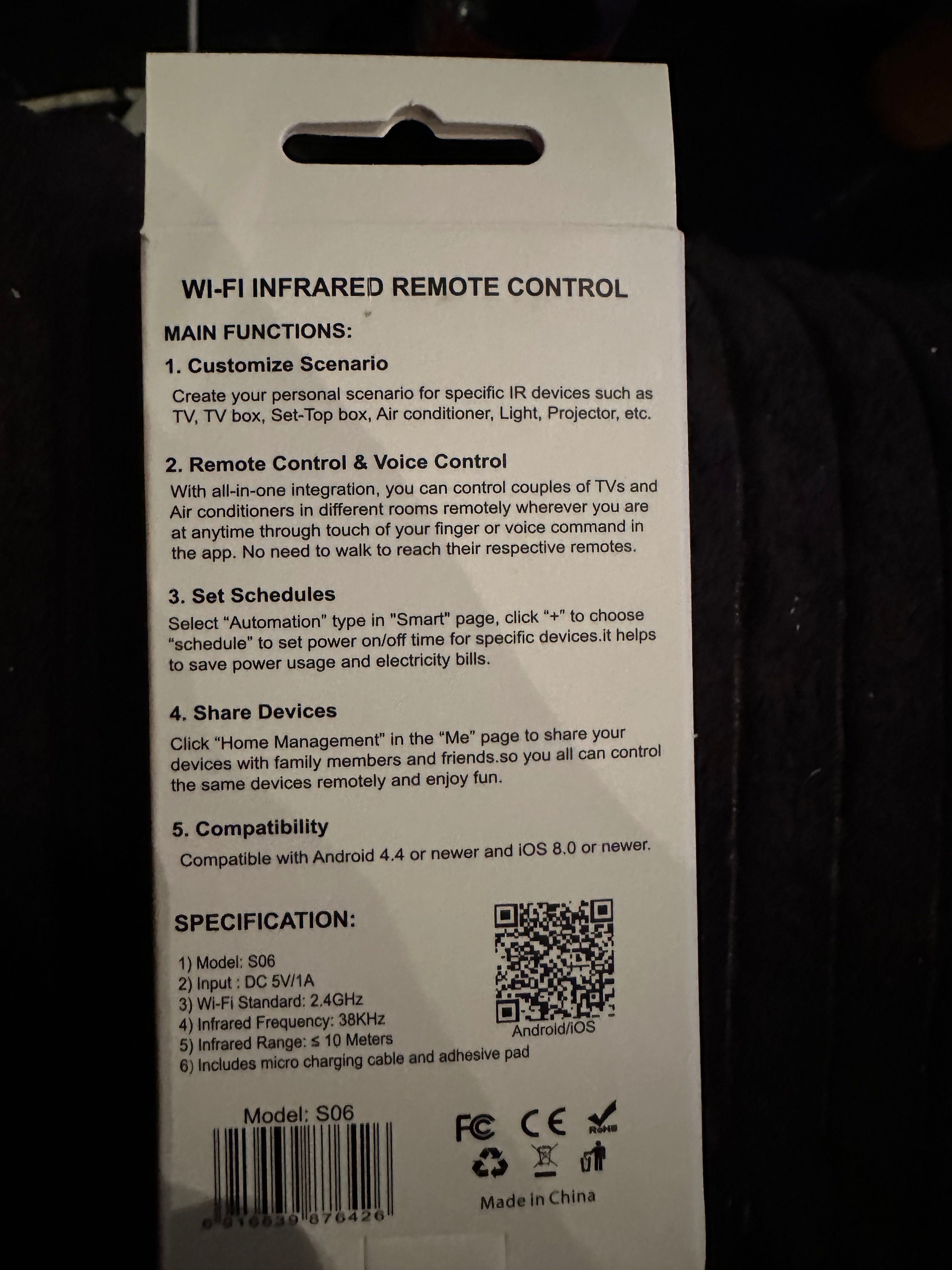 Wi-Fi Infrared Remote Control
