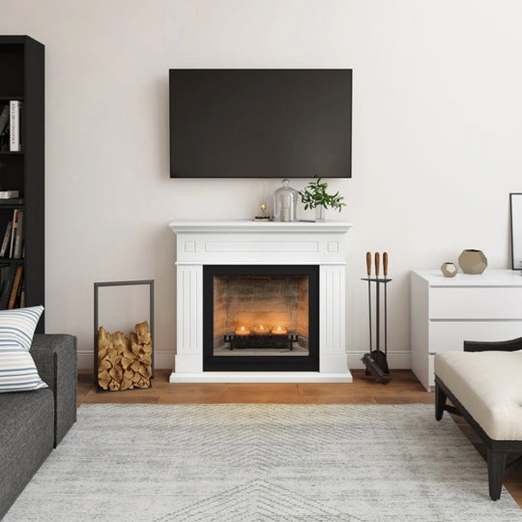 Larsen Pure White Semineu cu lumanari ZenFlame
