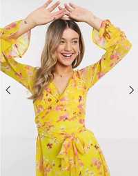 Rochie NOUĂ marca ASOS mini, de culoarea galbenă și imprimeu floral