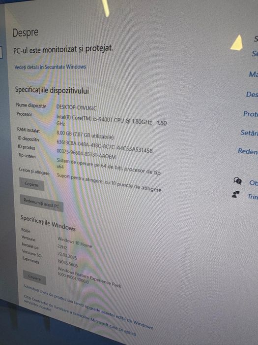 Calculator Pc AIO Lenovo A540-27,Ecran 27” QHD cu Touchscreen I5 9th