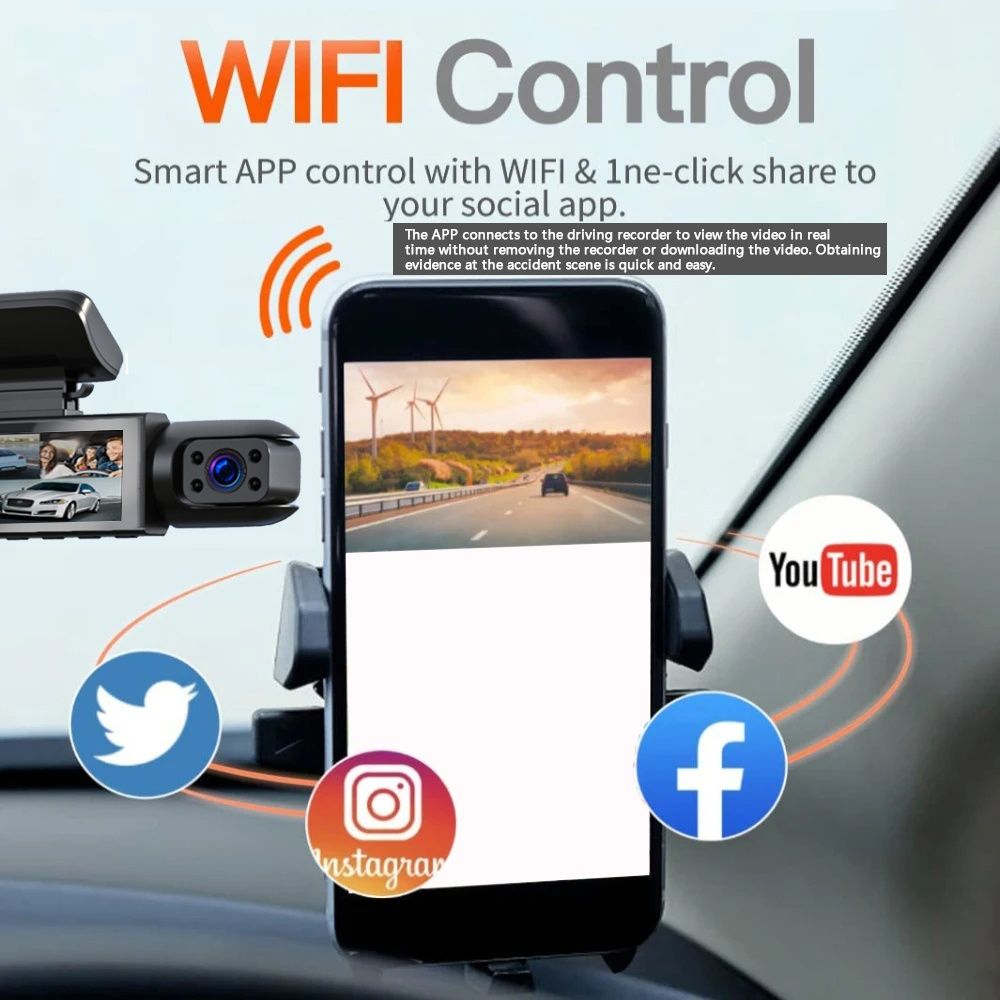 WIFI Видеорегистратор DVR с две камери за автомобили, нощно вижда