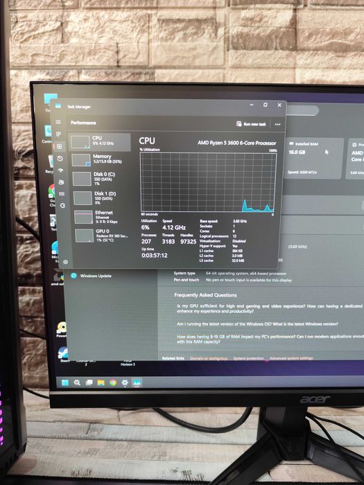 Calculator/PC Gaming–Ryzen 5 3600, RX580 8GB, RTX 3060 12GB, 16GB DDR4