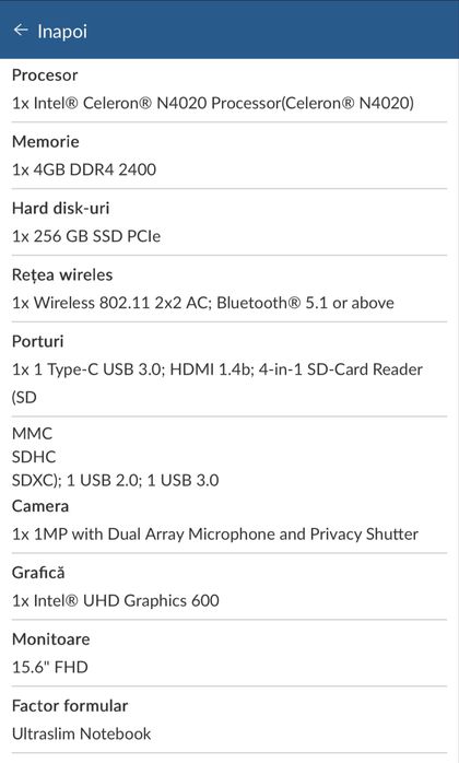 Laptop Lenovo IdeaPad 1 15IGL7 – Perfect pentru utilizare zilnică!