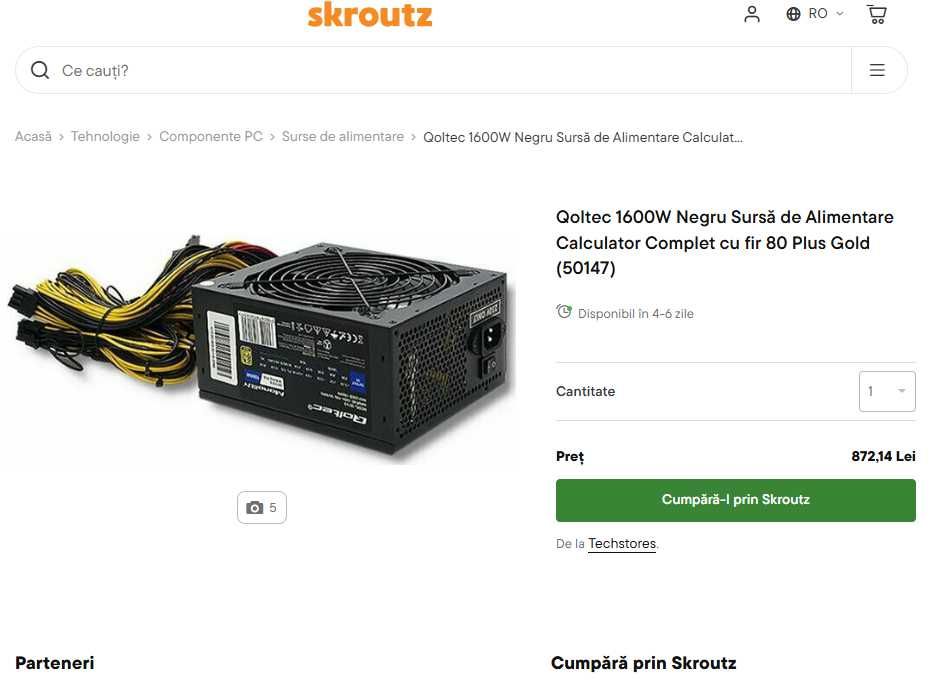 Sursa profesionala Qoltec Monolith ATX Power Supply 1600W 80 Plus Gold