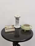 Set trei obiecte din onix marmura bibelouri bibelou scrumiera sfesnic