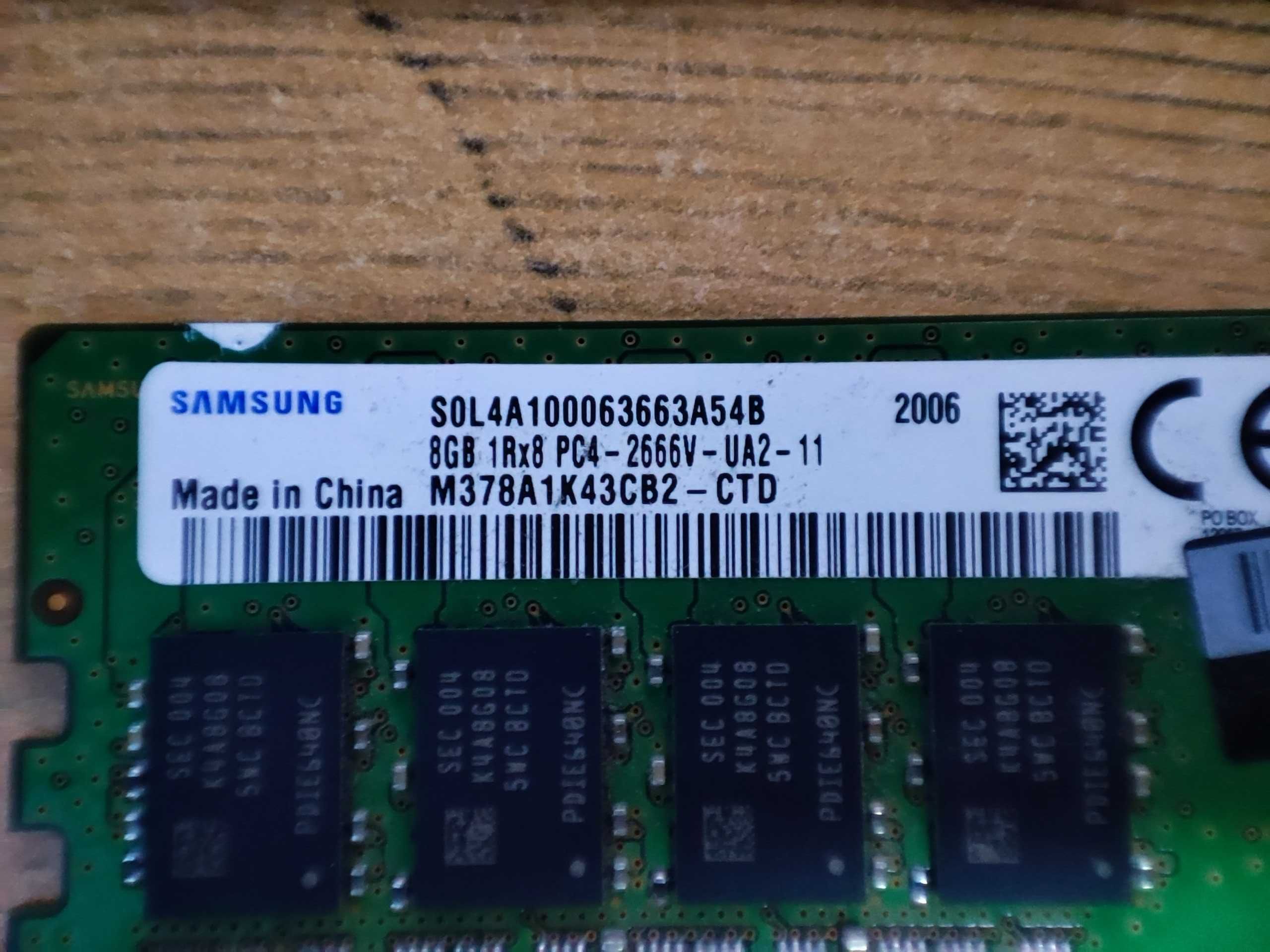 Продаю комплект оперативной памяти Samsung DDR4 2666MHz, 2×8GB (16GB).