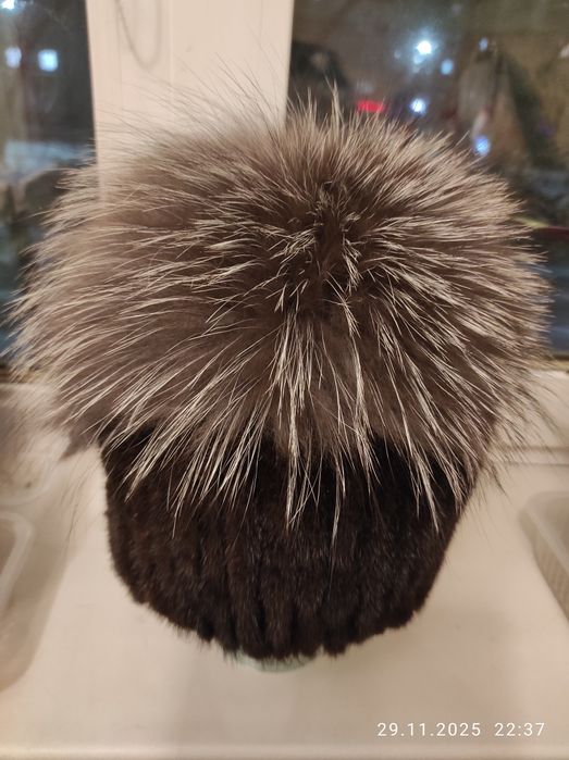 Шапка зимняя бу вязанная норка