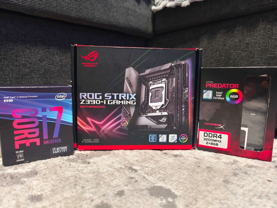 Kit procesor I7 8700k+ Asus Rog Strix Z390-I mITX+16gb ram DDR4
