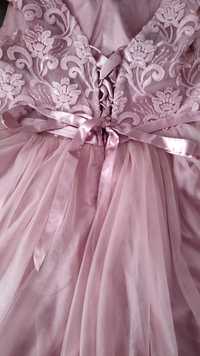 Rochie seara ocazie corset roz/ cu trena