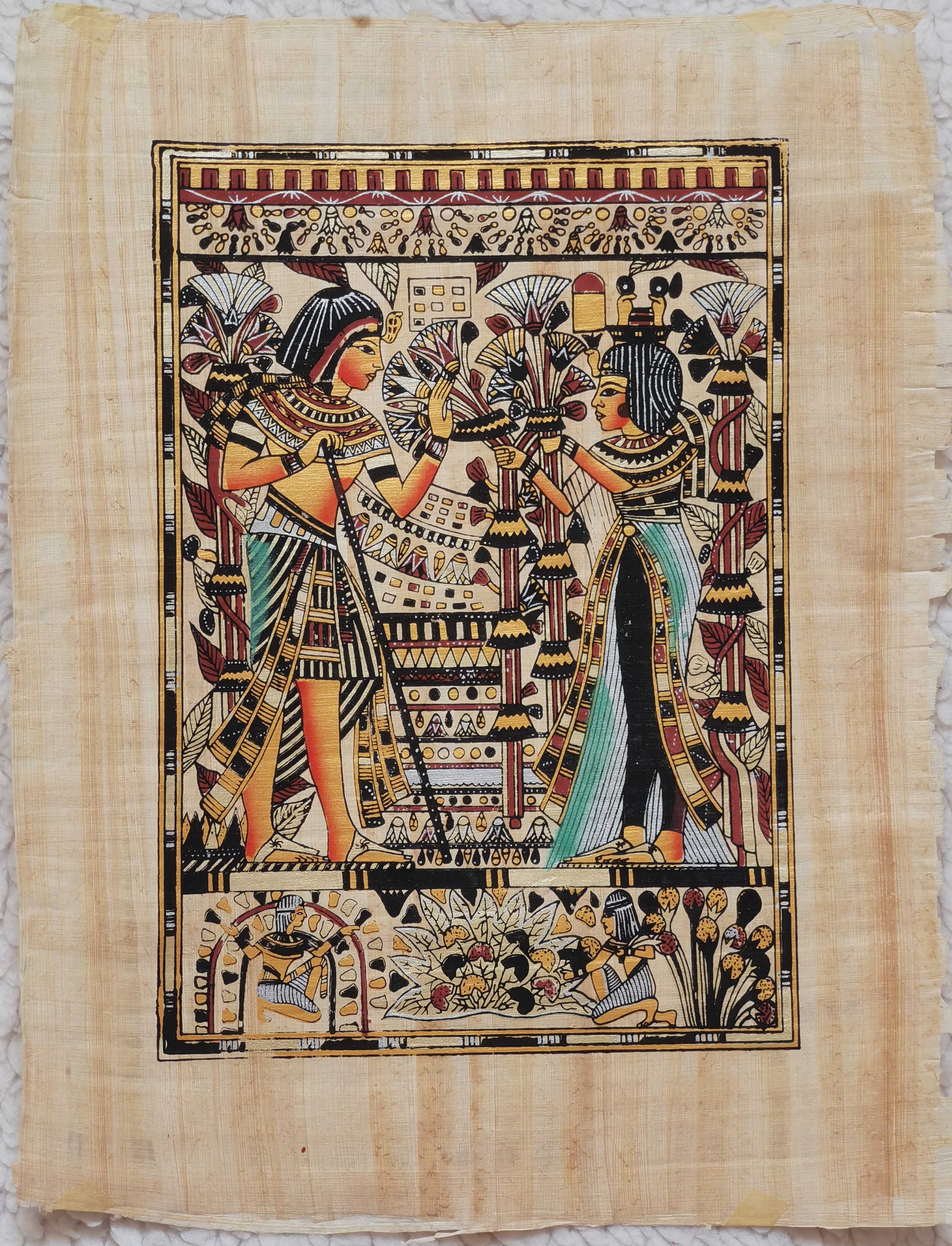 Papirus original hand made praf aur culori vii stampila autenticitate