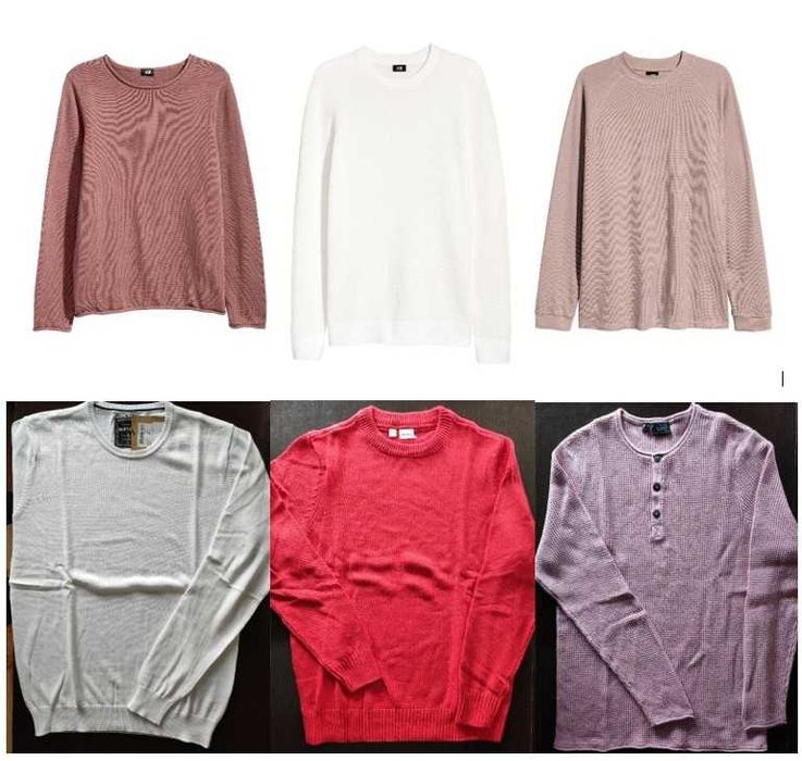 7 pulovere H&M/BP din bumbac, gros. medie, mar. S/M [46-48], noi