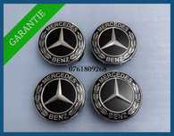 Set 4 capace negre 75mm jante aliaj Mercedes Benz
