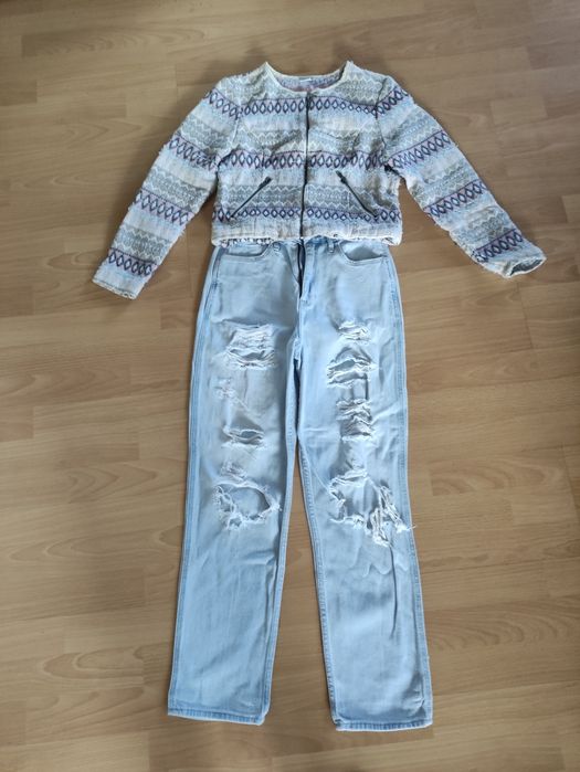 Накъсани дънки на HOLLISTER и дънки на Bershka DENIM