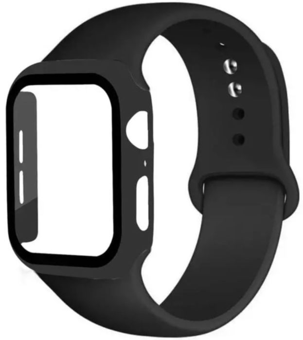 Pachet Curea Silicon + Husa Carcasa Plastic Compatibila Apple Watch