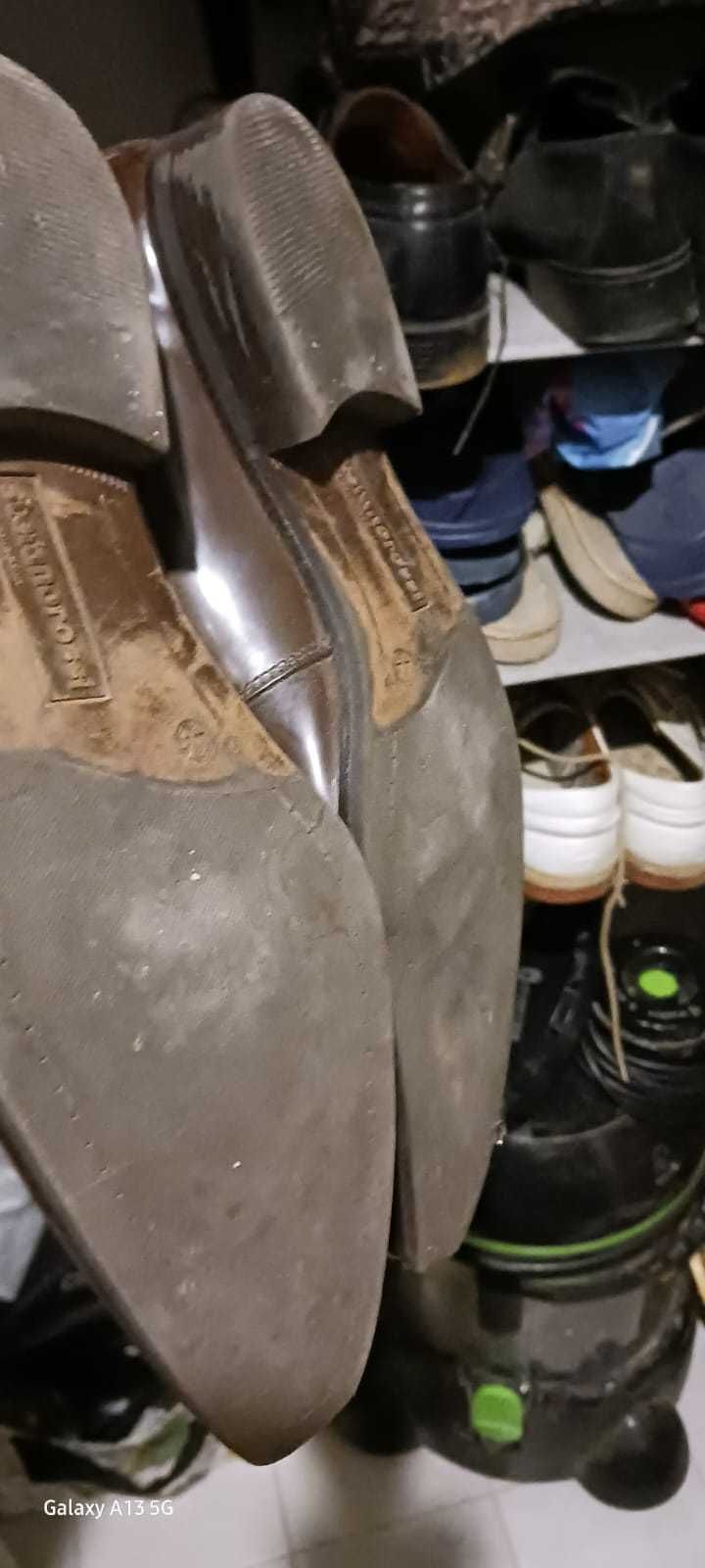 Pantofi bărbați piele naturală maro lăcuiți mărimea 44 eleganți