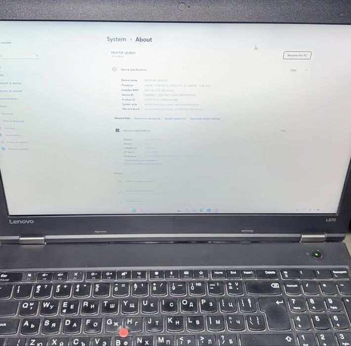 ЛаптопLenovo ThinkPad L570/15,6” FHD/i3-7100U/256GB NVMe