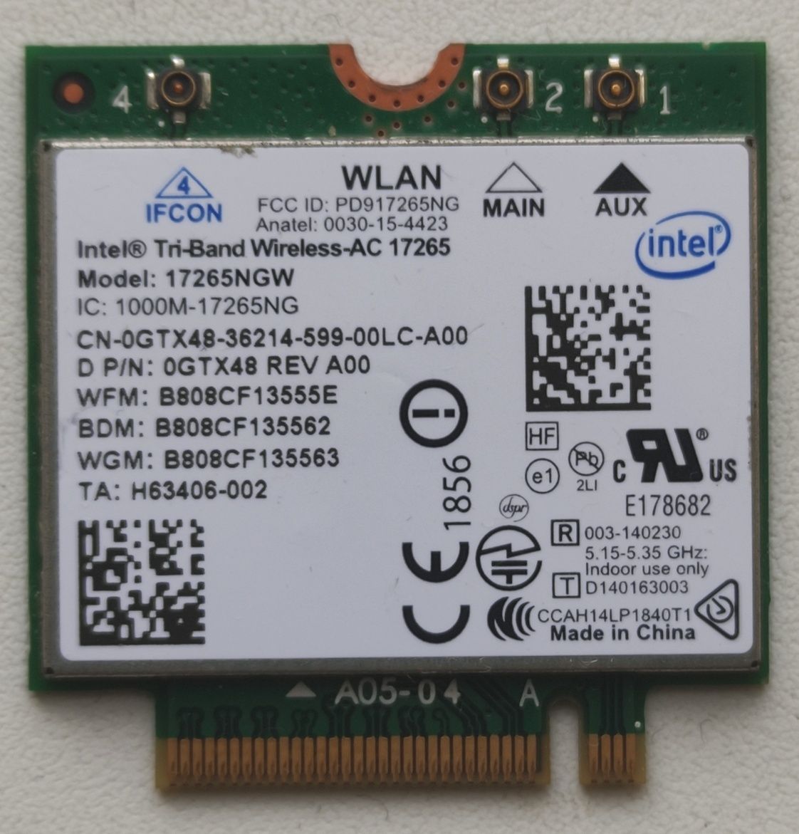 Wi-Fi адаптер Intel Tri- Band Wireless-AC 17265