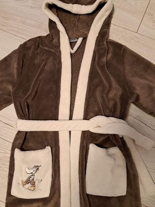 Halat de baie maro baiat marimea 122 128 7-8 ani