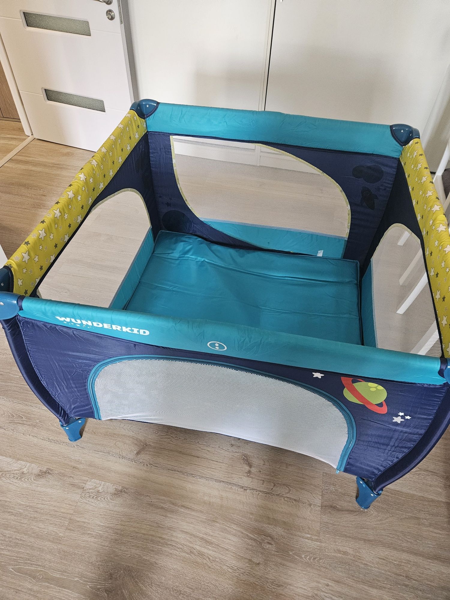 Tarc de joaca Wunderkid Play, Albastru/Galben + saltea suplimentara