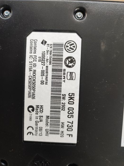 Modul Bluetooth Vw.Audi Seat etc cod 5K0 035 730 D și F