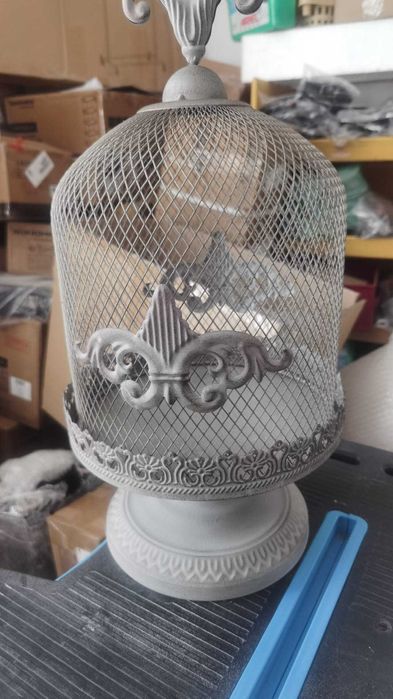 Suport lumanare / Sfesnic retro, 43 x 23 cm, gri