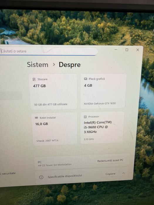 HP Workstation Z2 G4 i5 9gen 16g 512g ssd m2 GTX1650 4g