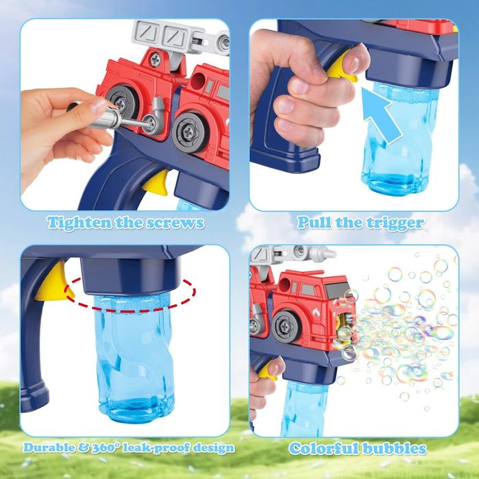 Jucărie masina de pompieri pistol cu bule de săpun