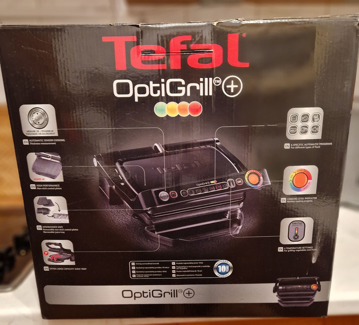 Gratar electric Tefal OptiGrill+ GC712834, 2000 W, 6 programe automate