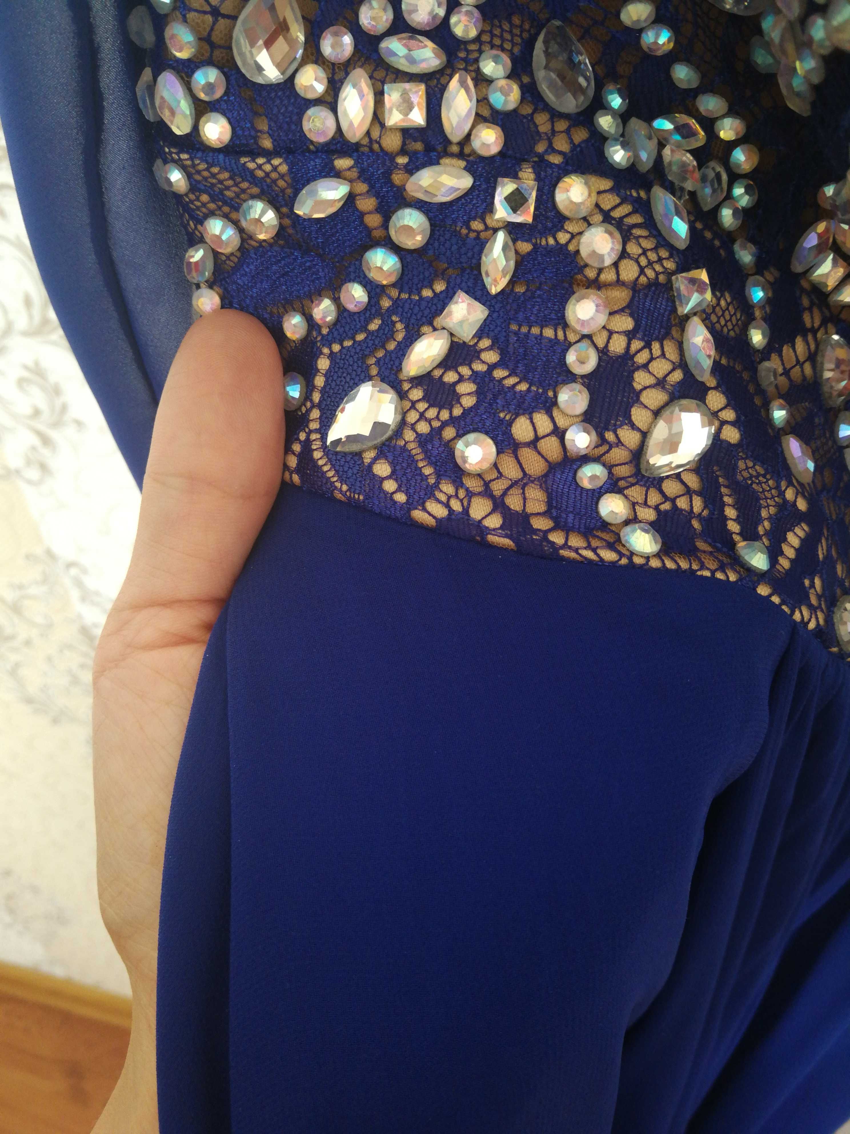 Вечернее платье синего(электро) цвета, турецкое, высокого качества