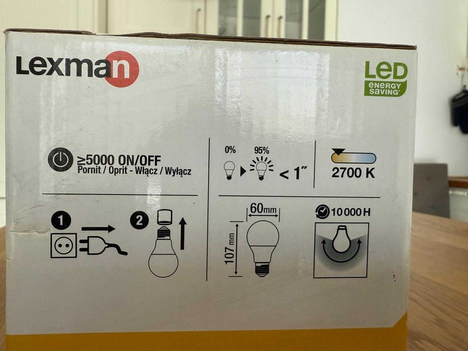 Set 6 bucati Bec LED Lexman, E27, alb cald, 2700K, 8.5 W, 806 lm, mat