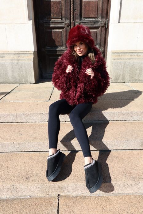 Последен цвят Дамско пухкаво палто