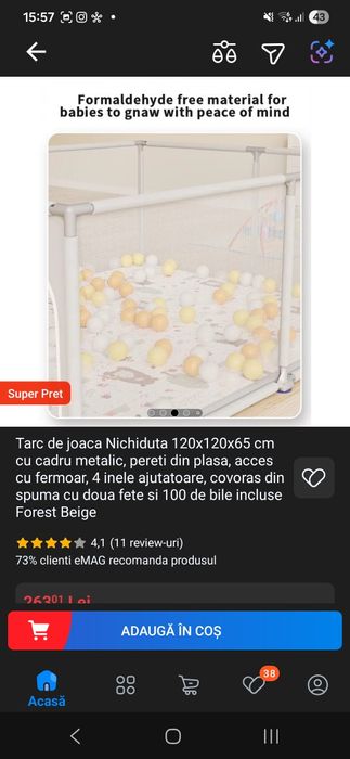 Țarc de joaca Nuchiduta 120×120×65 cm