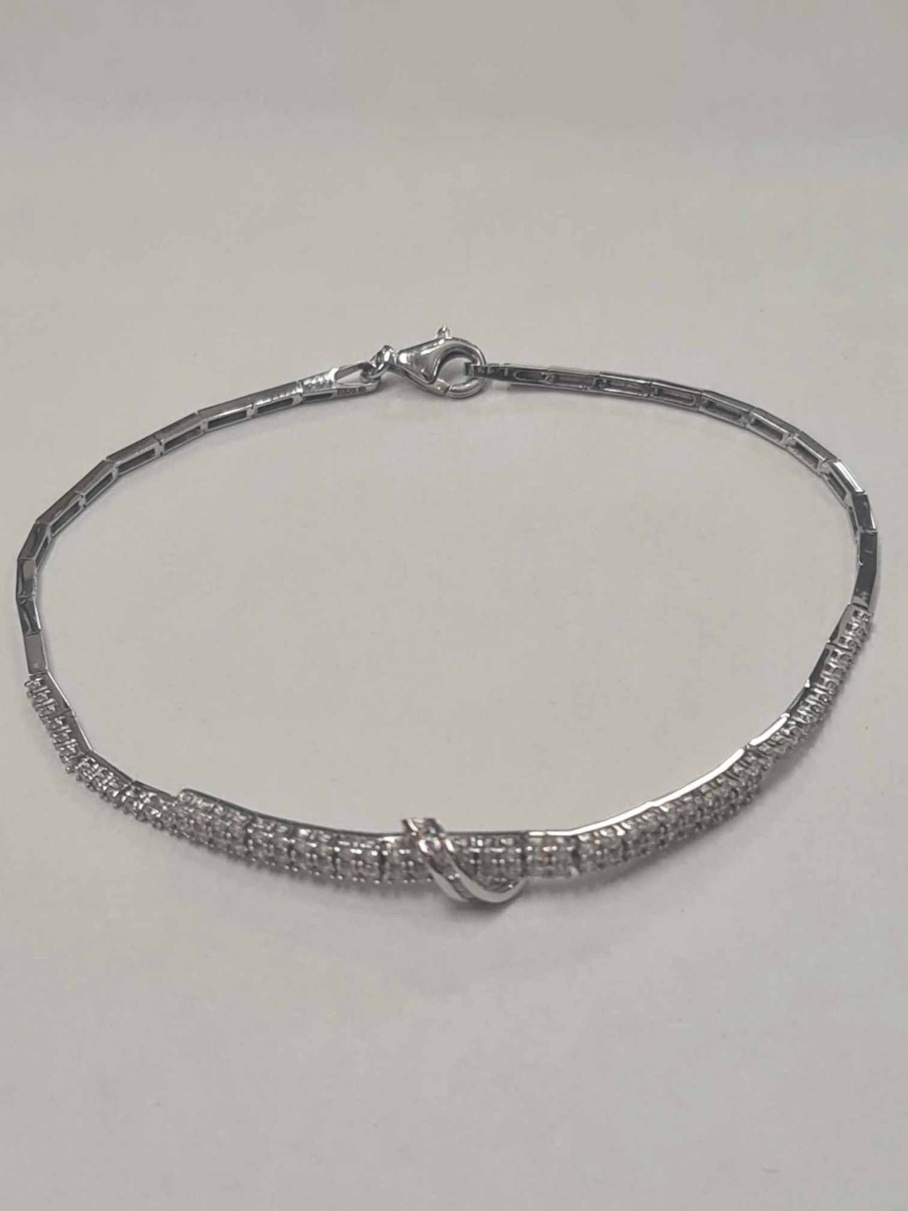 Set din aur alb 14k, colier si bratara, cubic zirconia, SAU35
