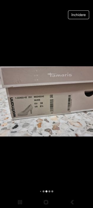 Pantofi piele intoarsa Tamaris - marimea 39
