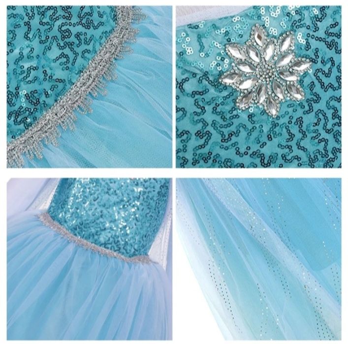 НОВО!Разкошна-лукс рокля на Елза с дълъг шлейф + подарък КОРОНКА