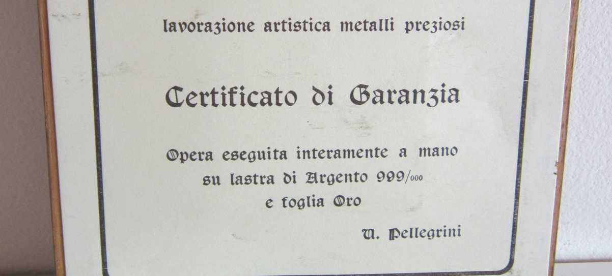 cadou rar Tablou mic pe placa de argint cu foita aur colectie Italia