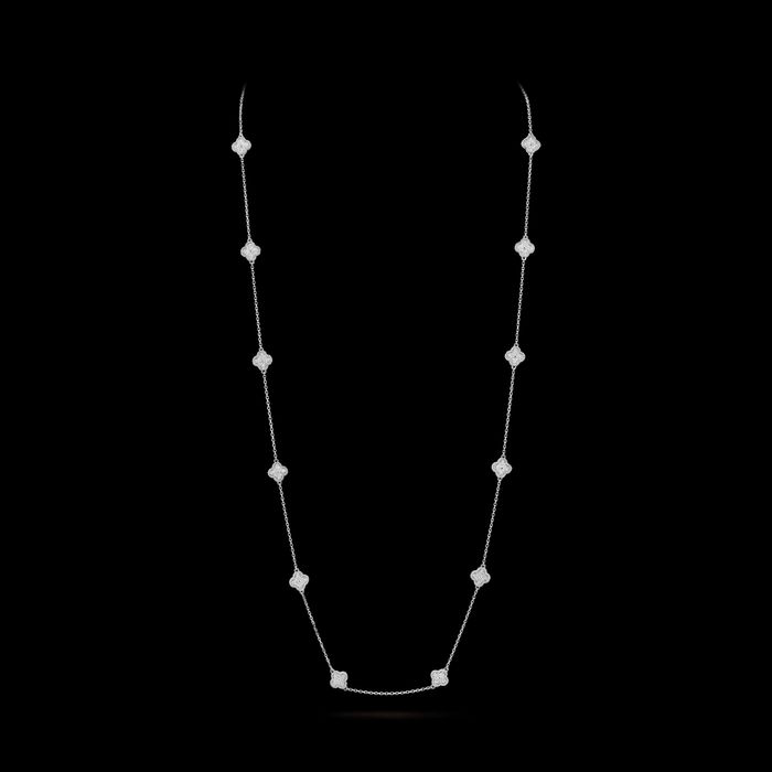 Van Cleef & Arpels VCA Silver 16 Diamond Sweet Alhambra Дамско Колие