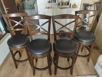4 scaune bar din lemn masiv / rotative / mobexpert