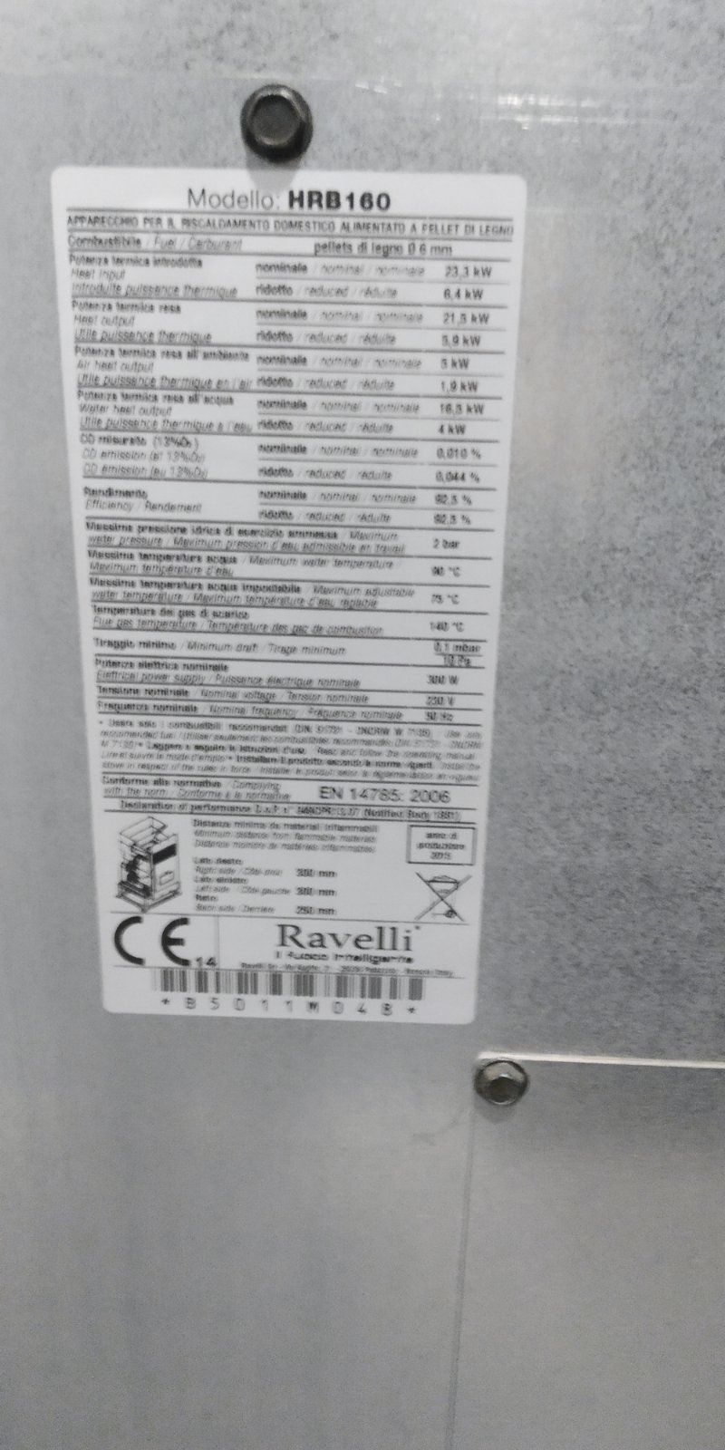 Италианска пелетна камина за вграждане с водна риза Ravelli HRB 160