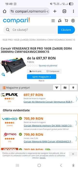 RAM Corsair Vengence PRO 16gb DDR4, DUAL Channel