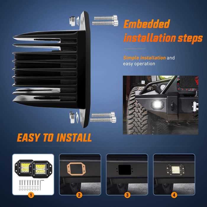 2 x Proiector Auto 42w SPOT Ingropat / Incastrabil 42W